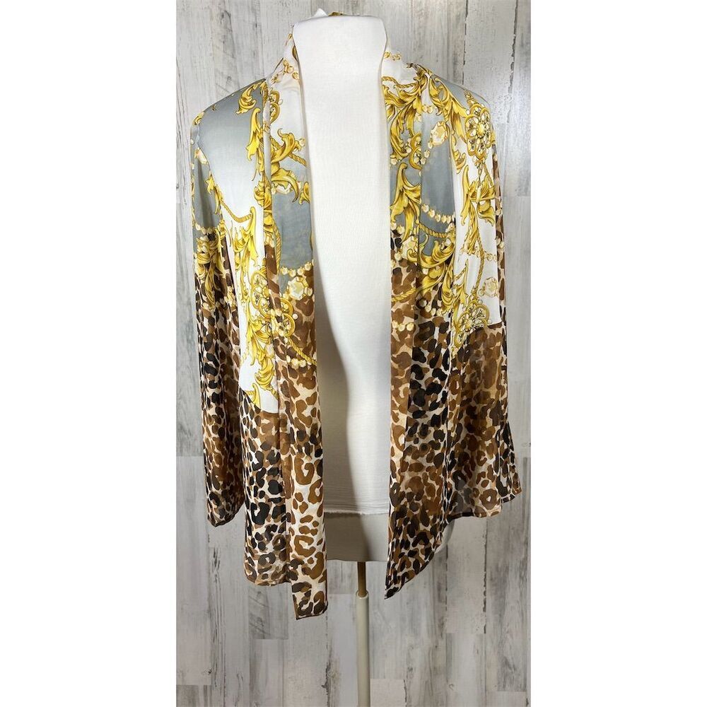 Chico’s‎ Travelers Size 1 (US M) Sheer Open-Front Jacket Leopard Baroque Print